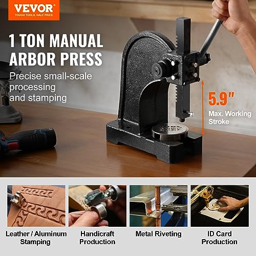 VEVOR 1 Ton Manual Arbor Press for Bushings and Seals view 2