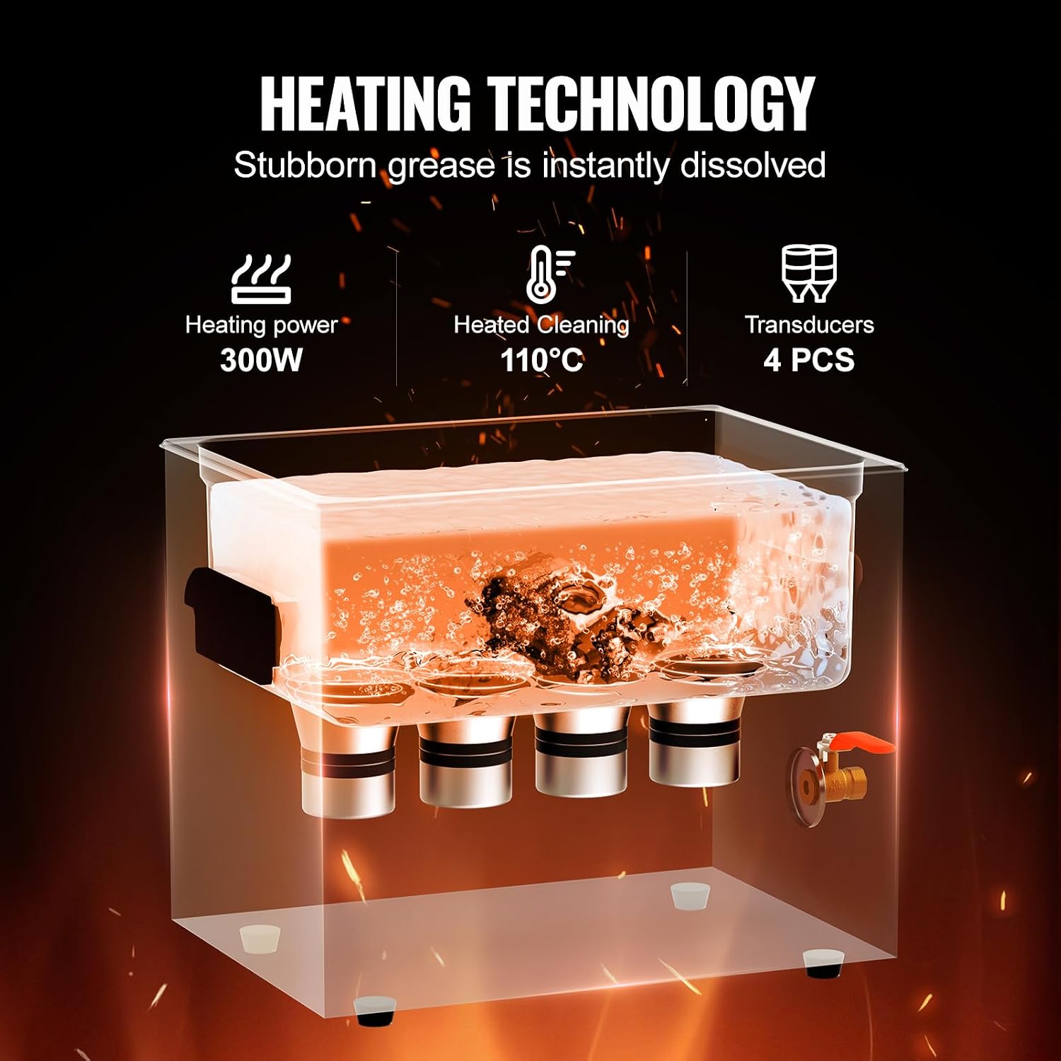 10L Ultrasonic Parts Cleaner, Heated 40kHz Digital Bath view 3