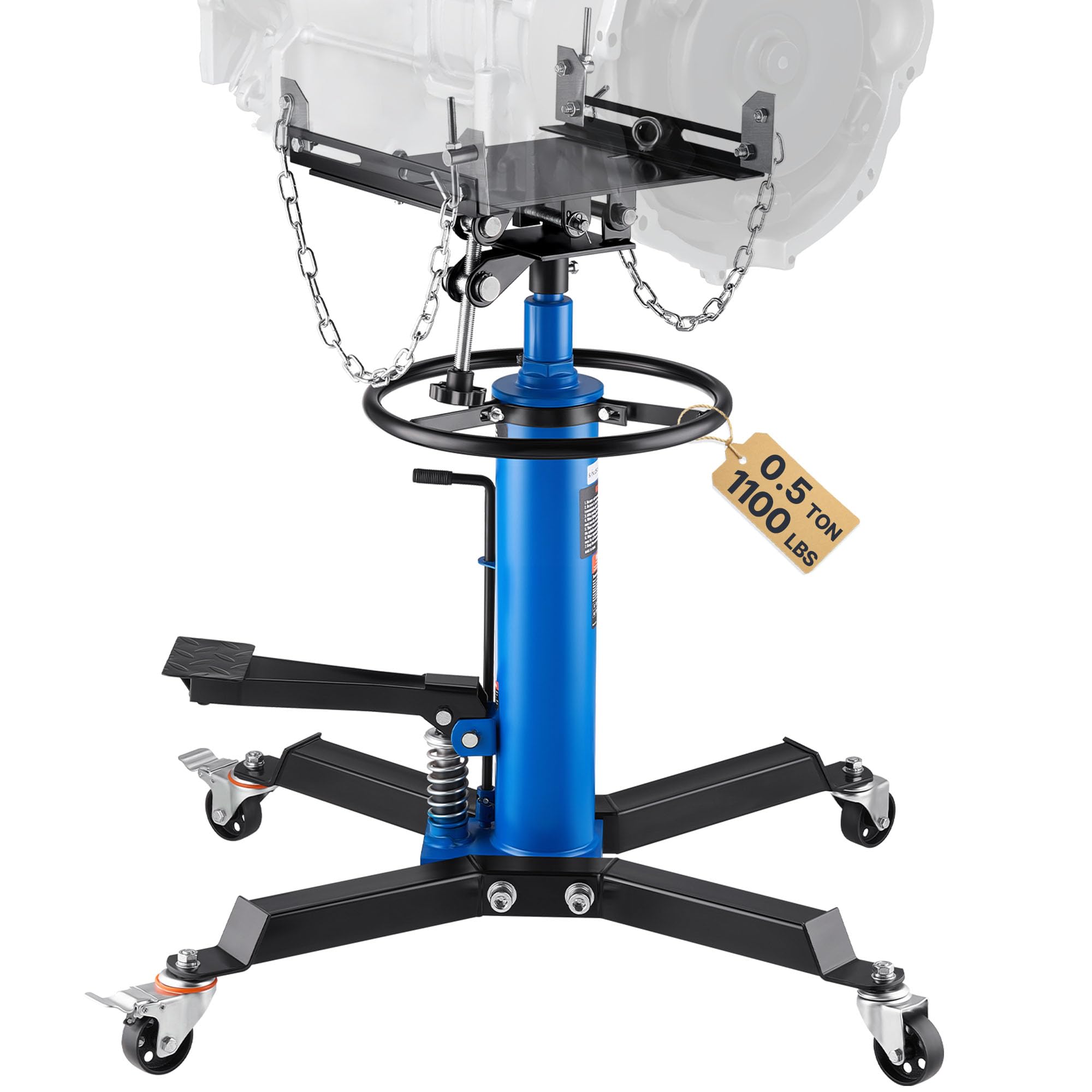 VEVOR 1100 lb 2-Stage Hydraulic Transmission Jack, 33-67 in