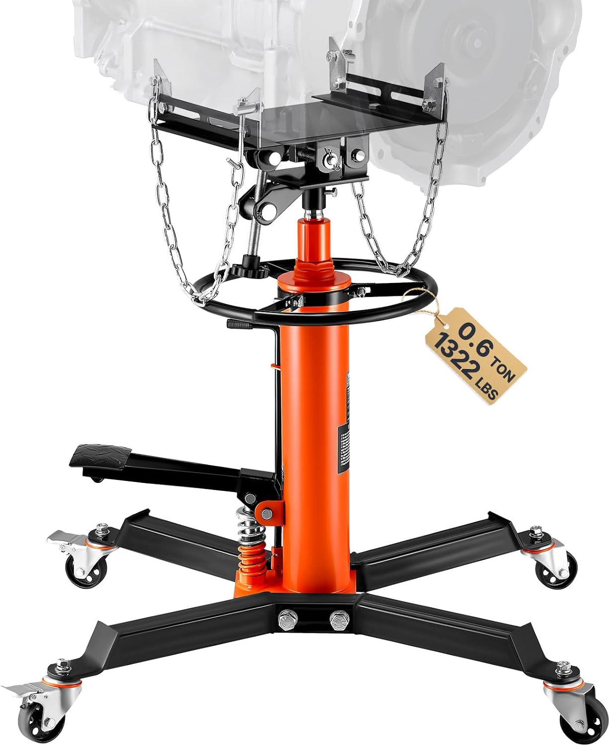 Telescoping Transmission Jack, 1,322 lb, 34-68 in Lift