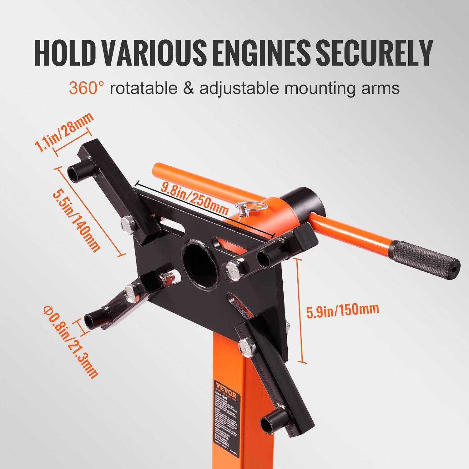 VEVOR 1500 lb 3/4 Ton Folding Rotating Engine Stand view 3