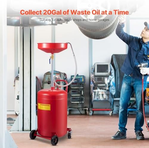 20-Gallon Air-Operated Waste Oil Drain Tank, 38-65in Adjustable