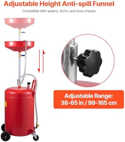 20-Gallon Air-Operated Waste Oil Drain Tank, 38-65in Adjustable view 2