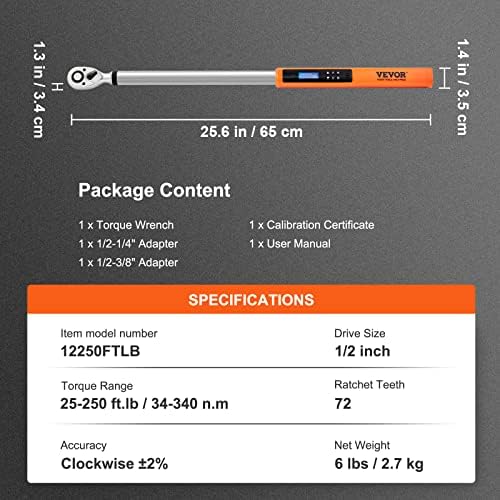 1/2-Inch Drive Digital Torque Wrench, 25-250 ft-lb view 3
