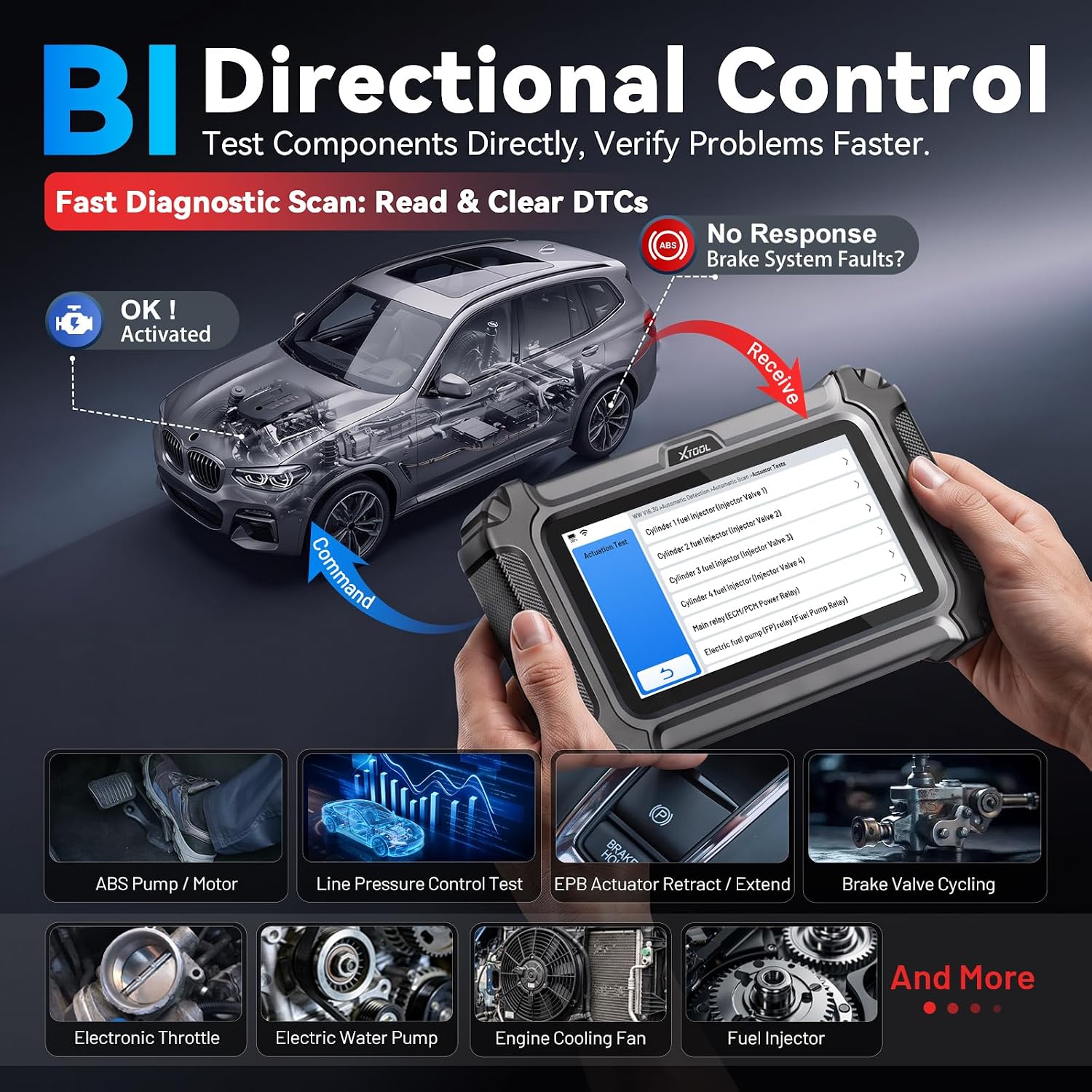 XTOOL D5X Bidirectional Scan Tool with Transmission Resets view 2