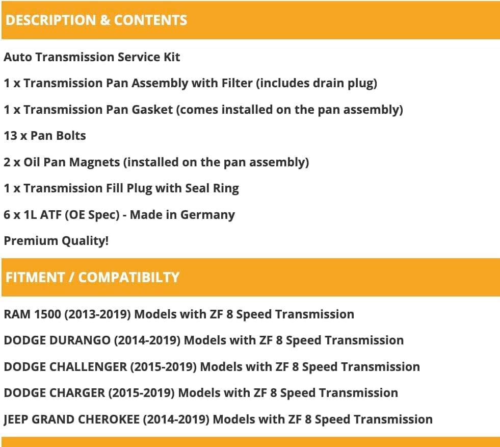 ZF 8HP70 Transmission Fluid and Filter Service Kit view 2